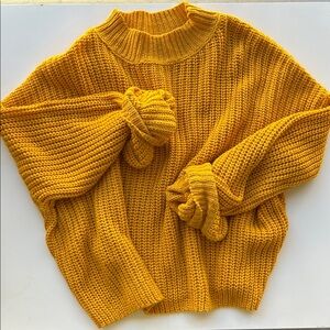 Forever 21 Mustard Mock Neck Knit Sweater